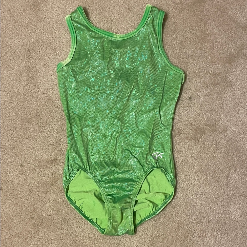 GK NEON GREEN SHIMMERING LEOTARD!Size: adult Medium! - Picture 3 of 14